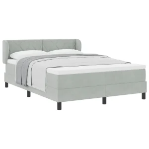 Boxspringbed met hoofdeinde Lichtgrijs 140 x 190 cm Fluweel Boxspringbed met hoofdeinde Lichtgrijs 140 x 190 cm Fluweel