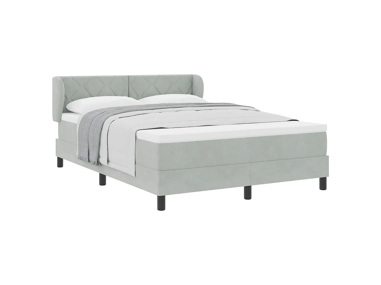 Boxspringbed met hoofdeinde Lichtgrijs 140 x 190 cm Fluweel