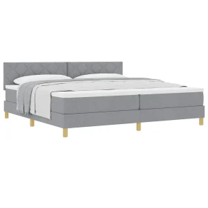Boxspringbed met kussen Lichtgrijs 200 x 200 cm Stof Boxspringbed met kussen Lichtgrijs 200 x 200 cm Stof