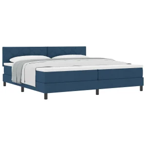 Boxspringbed met hoofdeinde Blauw 200 x 200 cm Stof