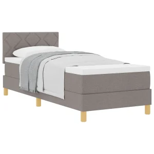 Boxspringbed met kussen met hoofdeinde Taupe 90 x 190 cm Stof Boxspringbed met kussen met hoofdeinde Taupe 90 x 190 cm Stof