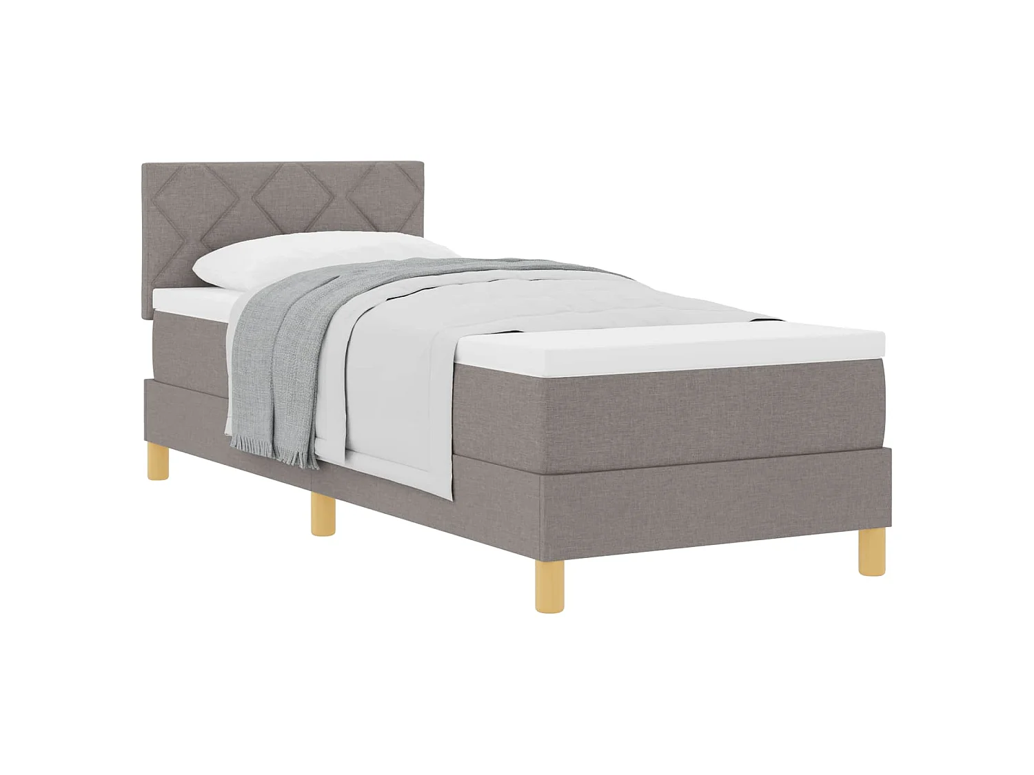 Boxspringbed met kussen met hoofdeinde Taupe 90 x 190 cm Stof