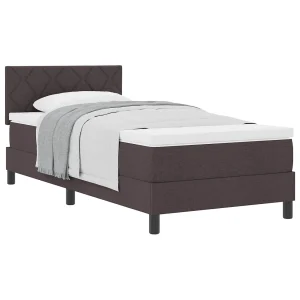 Boxspringbed met hoofdeinde Donkerbruin 90 x 200 cm Stof Boxspringbed met hoofdeinde Donkerbruin 90 x 200 cm Stof