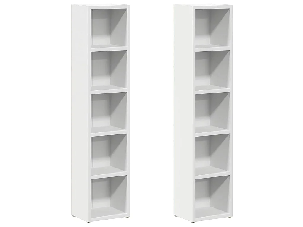Cd-kasten 2 st 21x16x93,5 bewerkt hout wit