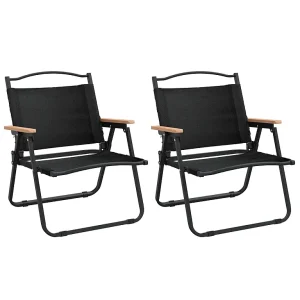 Campingstoelen 2 st 54x43x59 cm oxford stof zwart Campingstoelen 2 st 54x43x59 cm oxford stof zwart