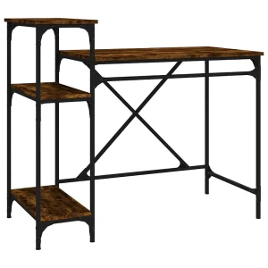 Bureau 105x50x90 cm bewerkt hout en ijzer gerookt eikenkleur Bureau 105x50x90 cm bewerkt hout en ijzer gerookt eikenkleur
