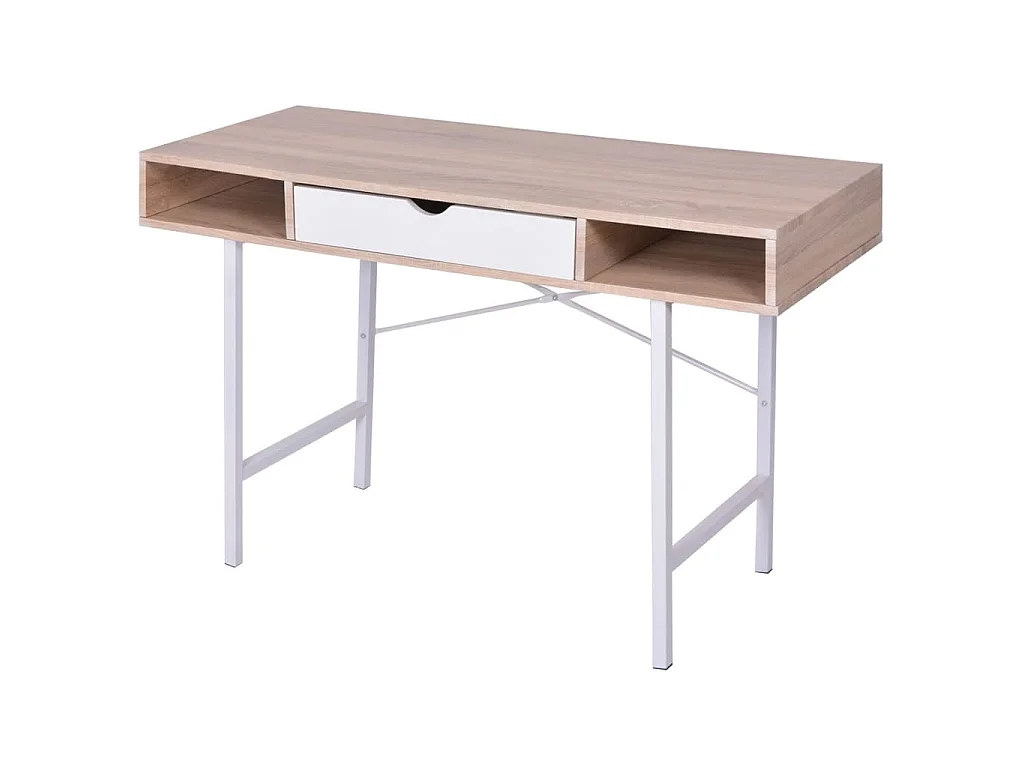 bureau met 1 lade eiken en wit