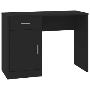 Bureau met kast en lade 100x40x73 cm bewerkt hout zwart Bureau met kast en lade 100x40x73 cm bewerkt hout zwart