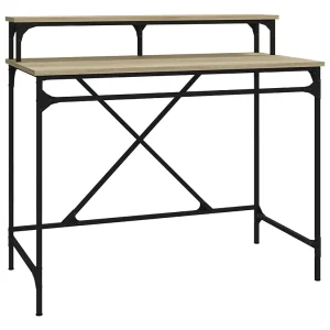 Bureau 100x50x90 cm bewerkt hout en ijzer sonoma eikenkleur Bureau 100x50x90 cm bewerkt hout en ijzer sonoma eikenkleur