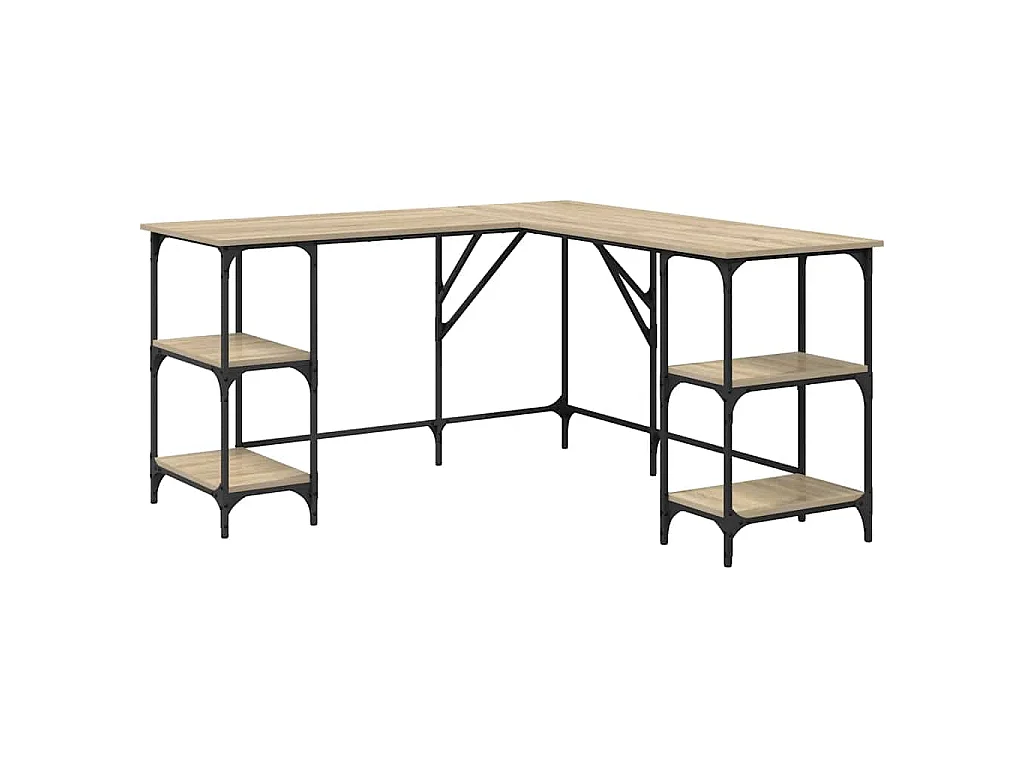 Bureau 139x139x75 cm bewerkt hout sonoma eikenkleurig