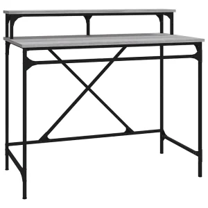 Bureau 100x50x90 cm bewerkt hout en ijzer grijs sonoma eiken Bureau 100x50x90 cm bewerkt hout en ijzer grijs sonoma eiken