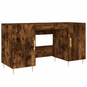 Bureau 140x50x75 cm bewerkt hout gerookt eikenkleurig Bureau 140x50x75 cm bewerkt hout gerookt eikenkleurig