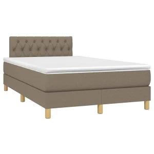 Boxspring met matras stof taupe 120×190 cm