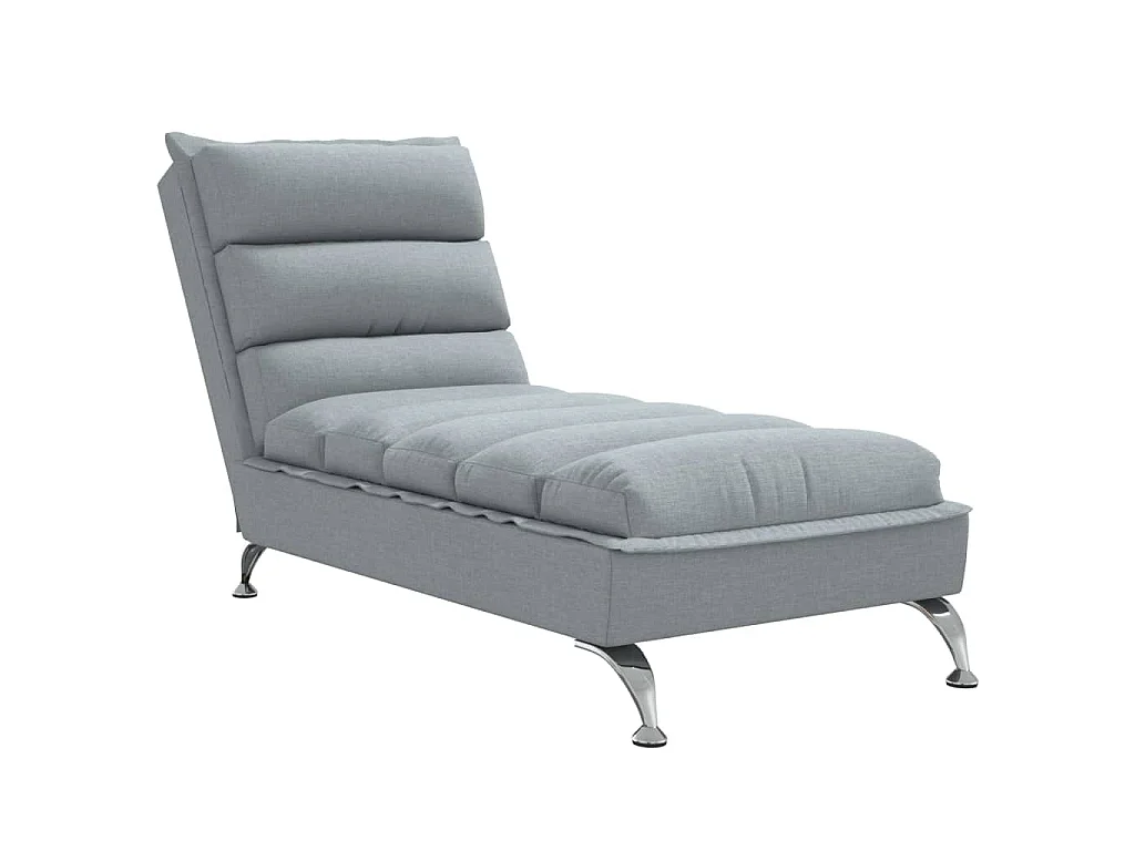 Chaise longue met kussens stof lichtgrijs
