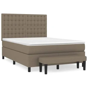Boxspring met matras stof taupe 140×200 cm Boxspring met matras stof taupe 140×200 cm