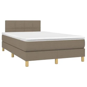 Boxspring met matras stof taupe 120×190 cm