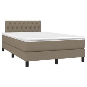 Boxspring met matras stof taupe 120×190 cm