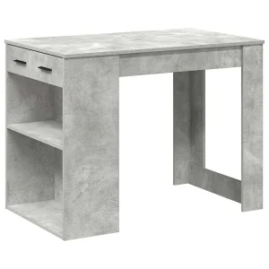 Bureau met lade en plank 102x62x77,5 cm bewerkt hout betongrijs Bureau met lade en plank 102x62x77,5 cm bewerkt hout betongrijs