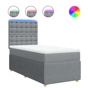 Boxspring met matras stof lichtgrijs 90×190 cm Boxspring met matras stof lichtgrijs 90×190 cm