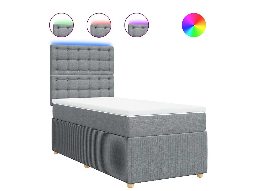 Boxspring met matras stof lichtgrijs 90x190 cm