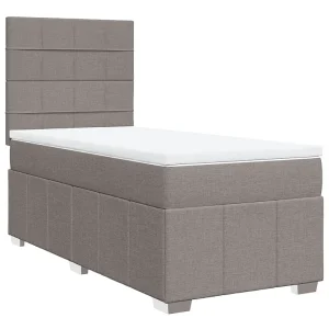 Boxspring met matras stof taupe 80×200 cm Boxspring met matras stof taupe 80×200 cm