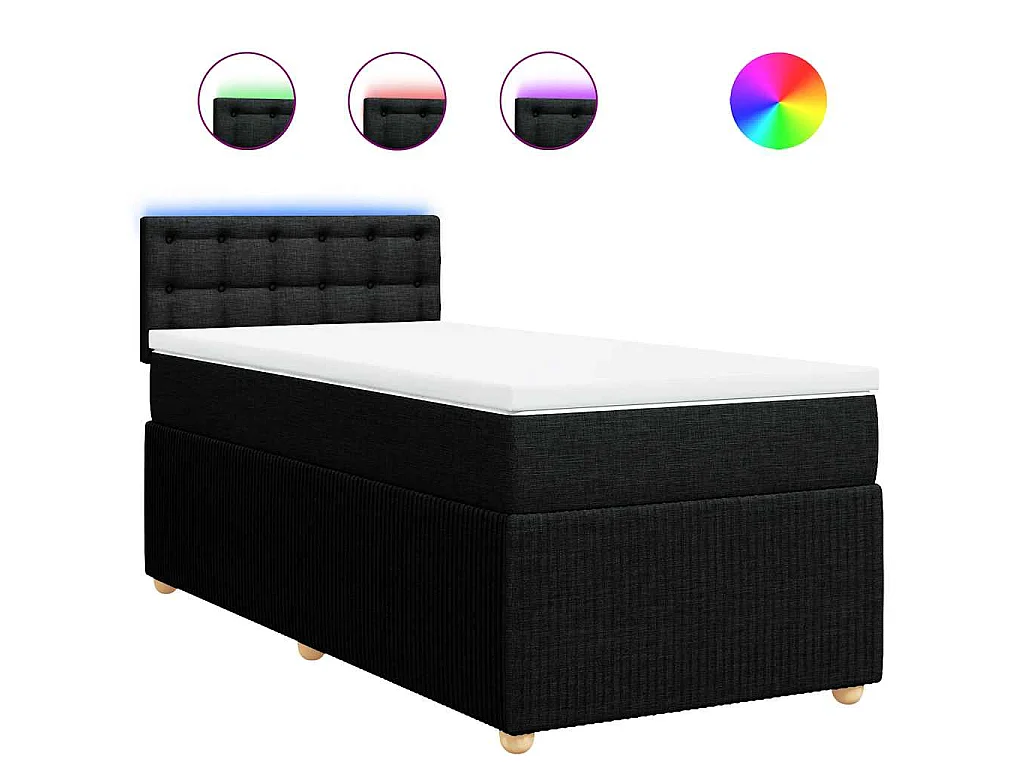 Boxspring met matras stof zwart 80x200 cm