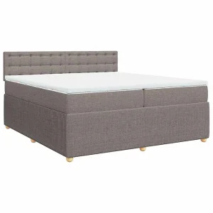 Boxspring met matras stof taupe 200×200 cm