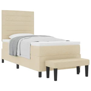 Boxspringbed met hoofdeinde Crème 90 x 200 cm Stof Boxspringbed met hoofdeinde Crème 90 x 200 cm Stof