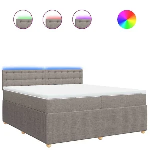 Boxspring met matras stof taupe 200×200 cm Boxspring met matras stof taupe 200×200 cm