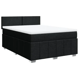 Boxspring met matras stof zwart 140×200 cm Boxspring met matras stof zwart 140×200 cm