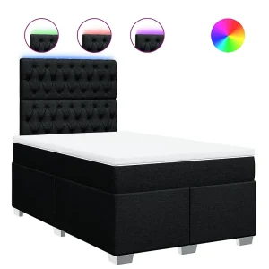 Boxspring met matras stof zwart 120×190 cm