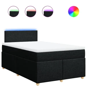 Boxspring met matras stof zwart 120×190 cm
