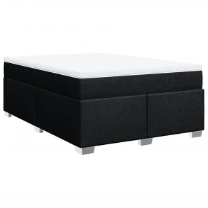 Boxspring met matras stof zwart 160×200 cm