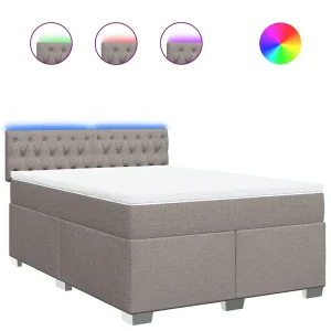 Boxspring met matras stof taupe 140×190 cm Boxspring met matras stof taupe 140×190 cm
