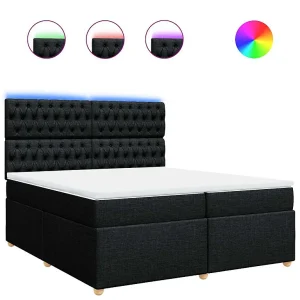 Boxspring met matras stof zwart 200×200 cm Boxspring met matras stof zwart 200×200 cm