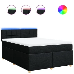 Boxspring met matras stof zwart 140×190 cm