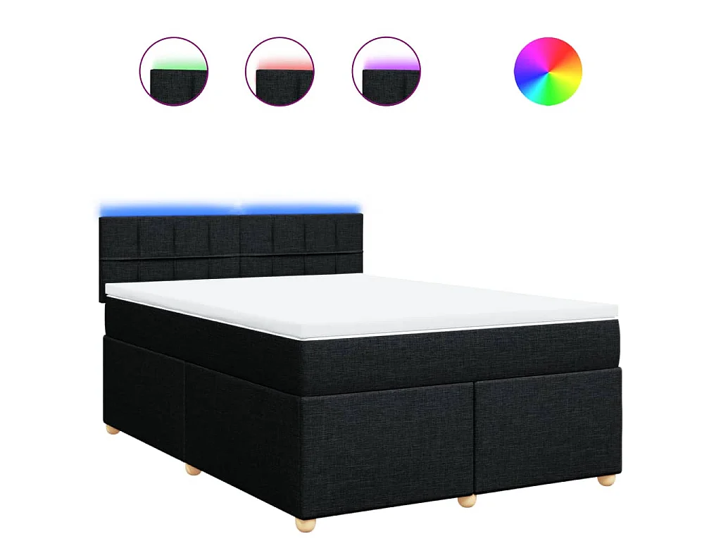 Boxspring met matras stof zwart 140x190 cm