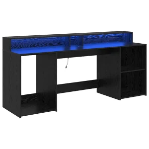 Bureau met lade Zwart eiken 200 x 55 x 91 cm Bewerkt hout