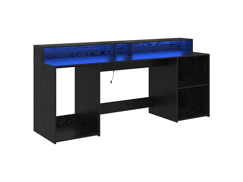 Bureau met lade Zwart eiken 200 x 55 x 91 cm Bewerkt hout
