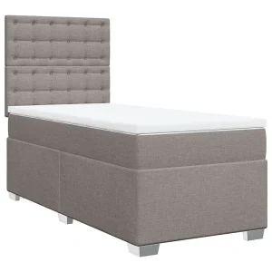 Boxspring met matras stof taupe 80×200 cm Boxspring met matras stof taupe 80×200 cm