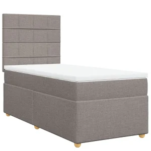 Boxspring met matras stof taupe 100×200 cm