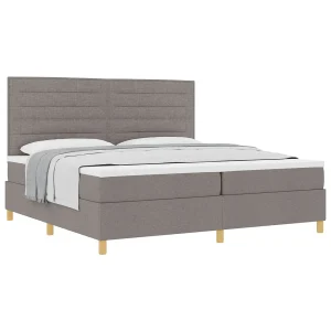 Boxspringbed met matras met hoofdeinde Taupe 200 x 200 cm Stof Boxspringbed met matras met hoofdeinde Taupe 200 x 200 cm Stof