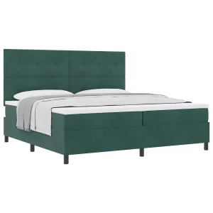 Boxspringbed met matras Donkergroen 200 x 200 cm Fluweel Boxspringbed met matras Donkergroen 200 x 200 cm Fluweel