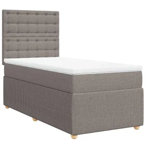 Boxspring met matras stof taupe 80×200 cm