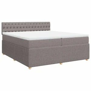 Boxspring met matras stof taupe 200×200 cm Boxspring met matras stof taupe 200×200 cm