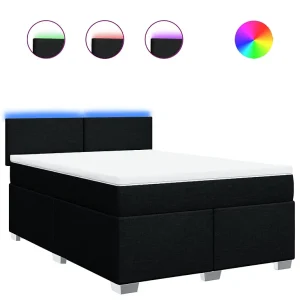 Boxspring met matras stof zwart 140×200 cm Boxspring met matras stof zwart 140×200 cm