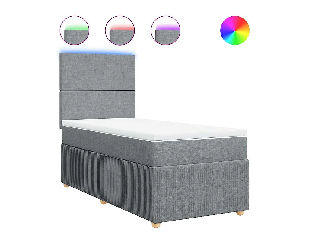 Boxspring met matras stof lichtgrijs 90x190 cm
