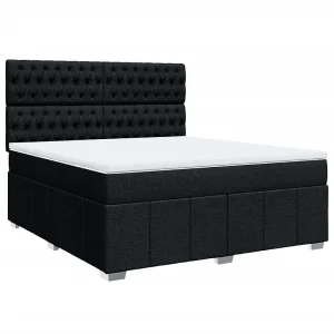 Boxspring met matras stof zwart 180×200 cm Boxspring met matras stof zwart 180×200 cm