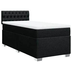 Boxspring met matras stof zwart 80×200 cm Boxspring met matras stof zwart 80×200 cm