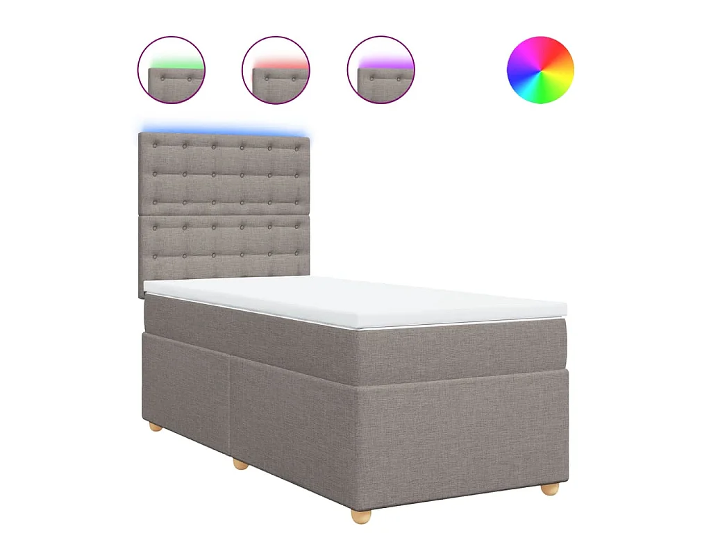 Boxspring met matras stof taupe 90x200 cm